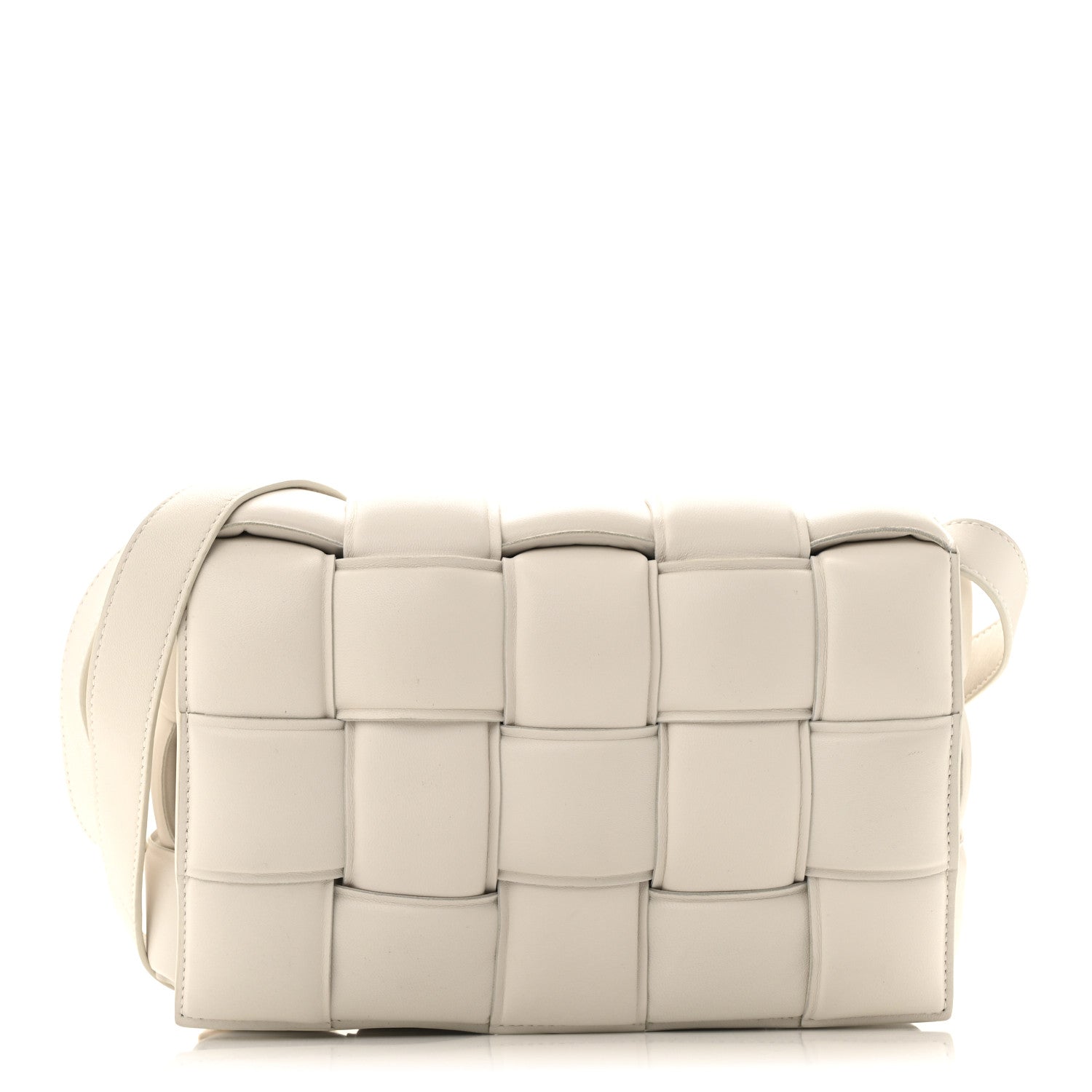 Nappa Maxi Intreccio Padded Cassette Crossbody Bag Chalk