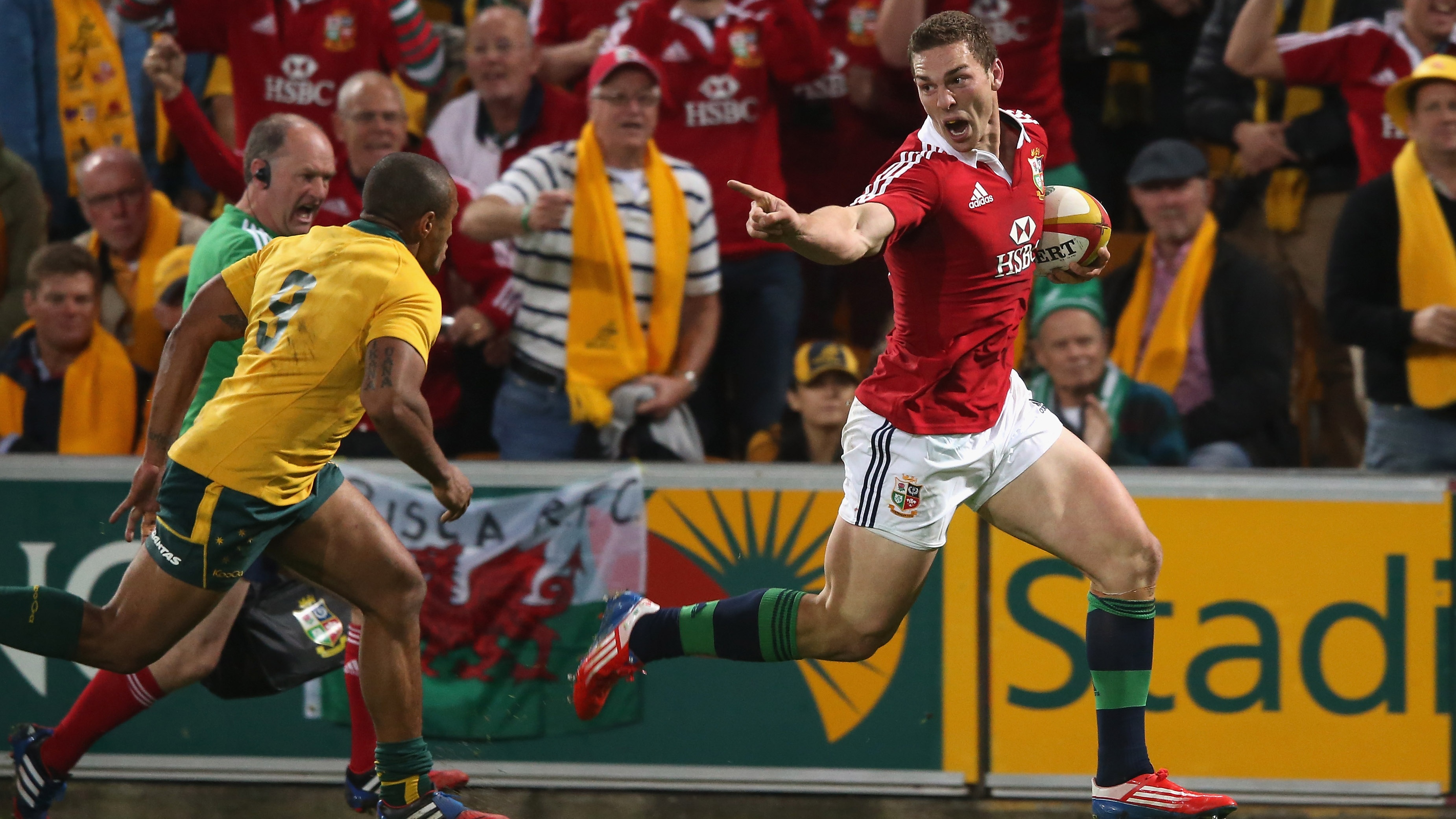 George North evades Will Genia to score a stunning try against Australia for the Lions.