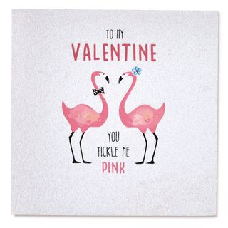pink flamingo print valentines day card