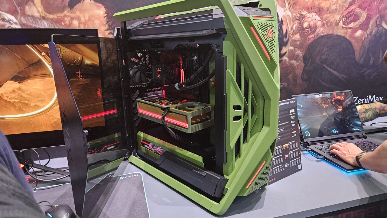 A Doom: The Dark Ages-branded PC component at Computex 2025