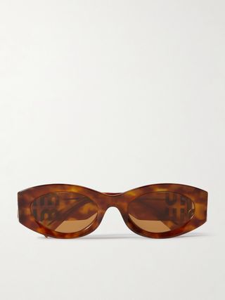 Glimpse Oval-Frame Tortoiseshell Acetate Sunglasses