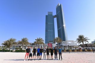Mark Cavendish (Dimension Data) and the star riders of the 2016 Abu Dhabi Tour