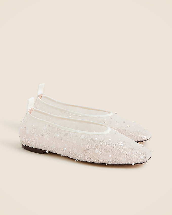 Quinn Embellished Ballet Flats in Mesh