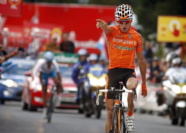 Igor Anton (Euskaltel - Euskadi) celebrates his second stage win at the Vuelta.