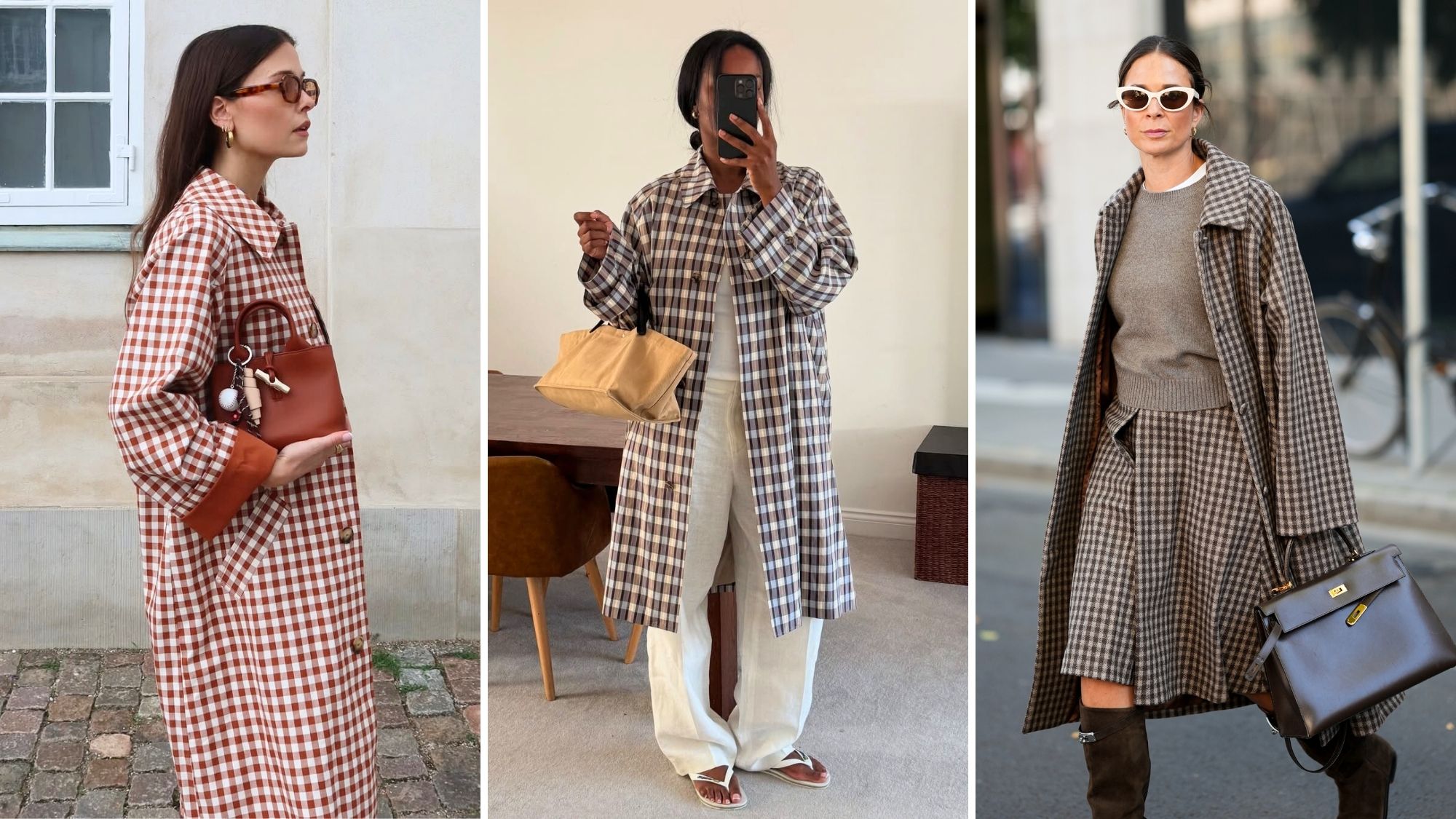 Checked trench coats