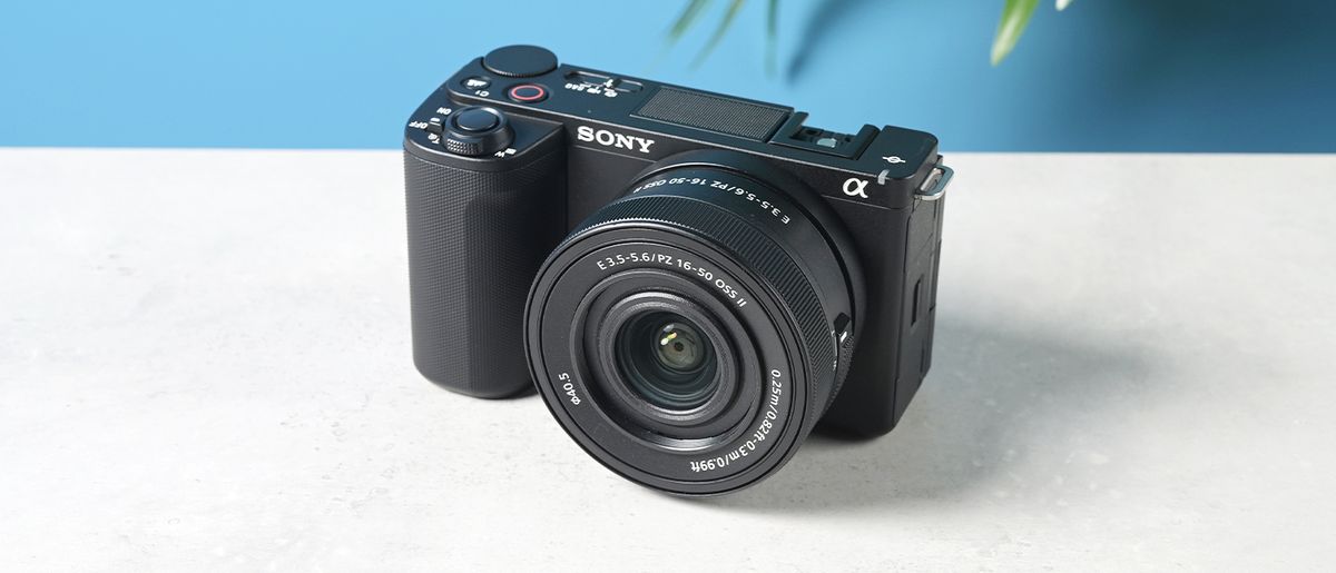 A black Sony ZV-E10 II compact and portable vlogging camera