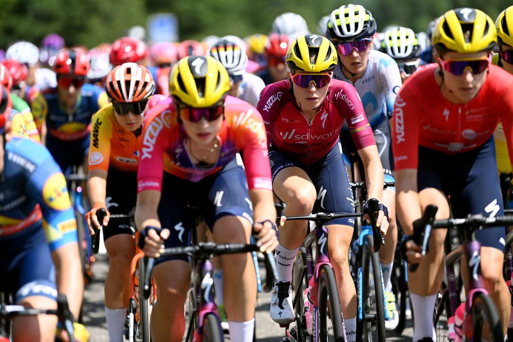 BLAGNAC FRANCE JULY 28 Demi Vollering of The Netherlands and Team SD Worx Protime Pink UCI Womens WorldTour Leader Jersey competes during the 2nd Tour de France Femmes 2023 Stage 6 a 1221km stage from Albi to Blagnac UCIWWT on July 28 2023 in Blagnac France Photo by Tim de WaeleGetty Images