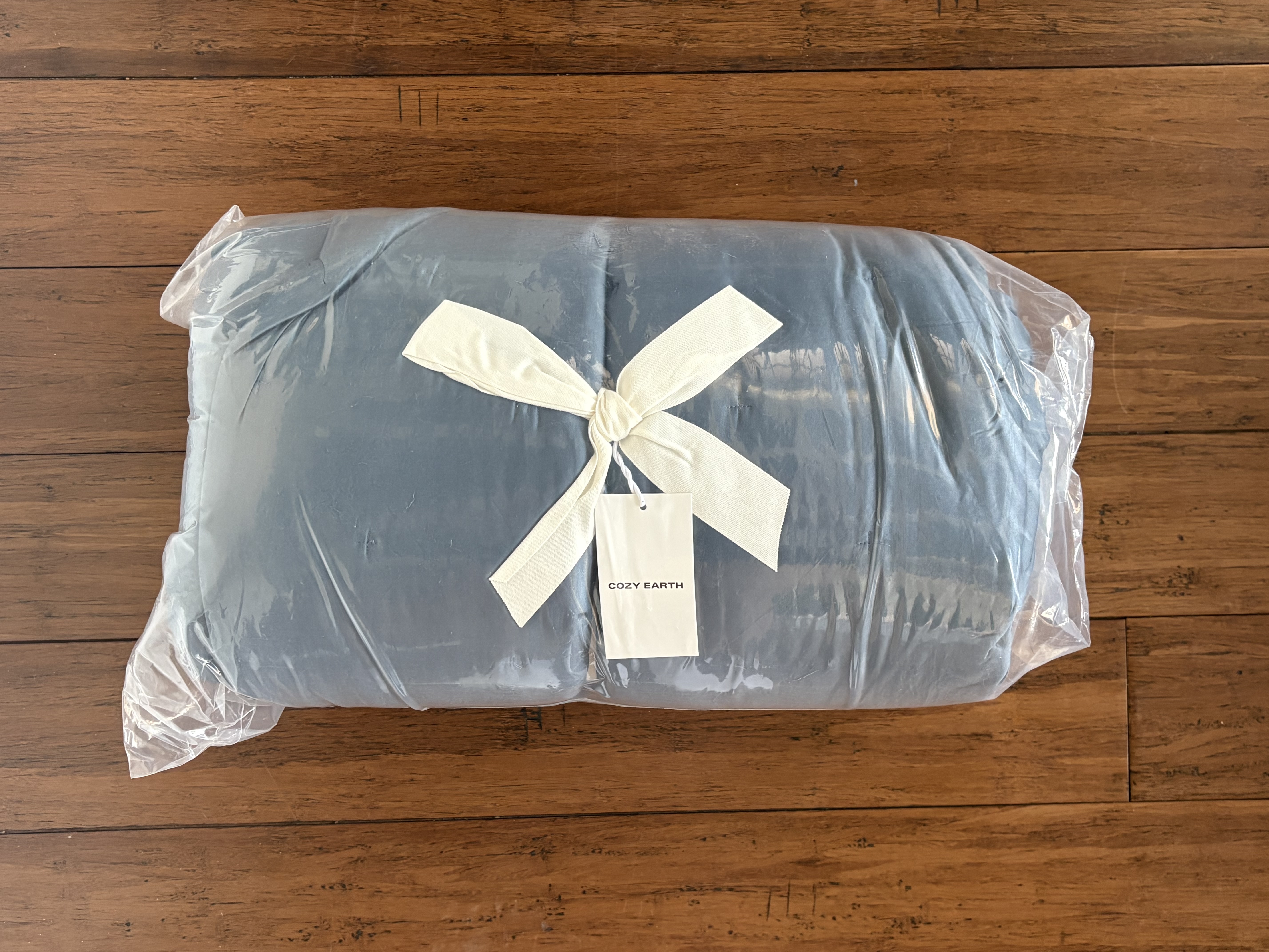 a product from cozy earth wrapped in a bow