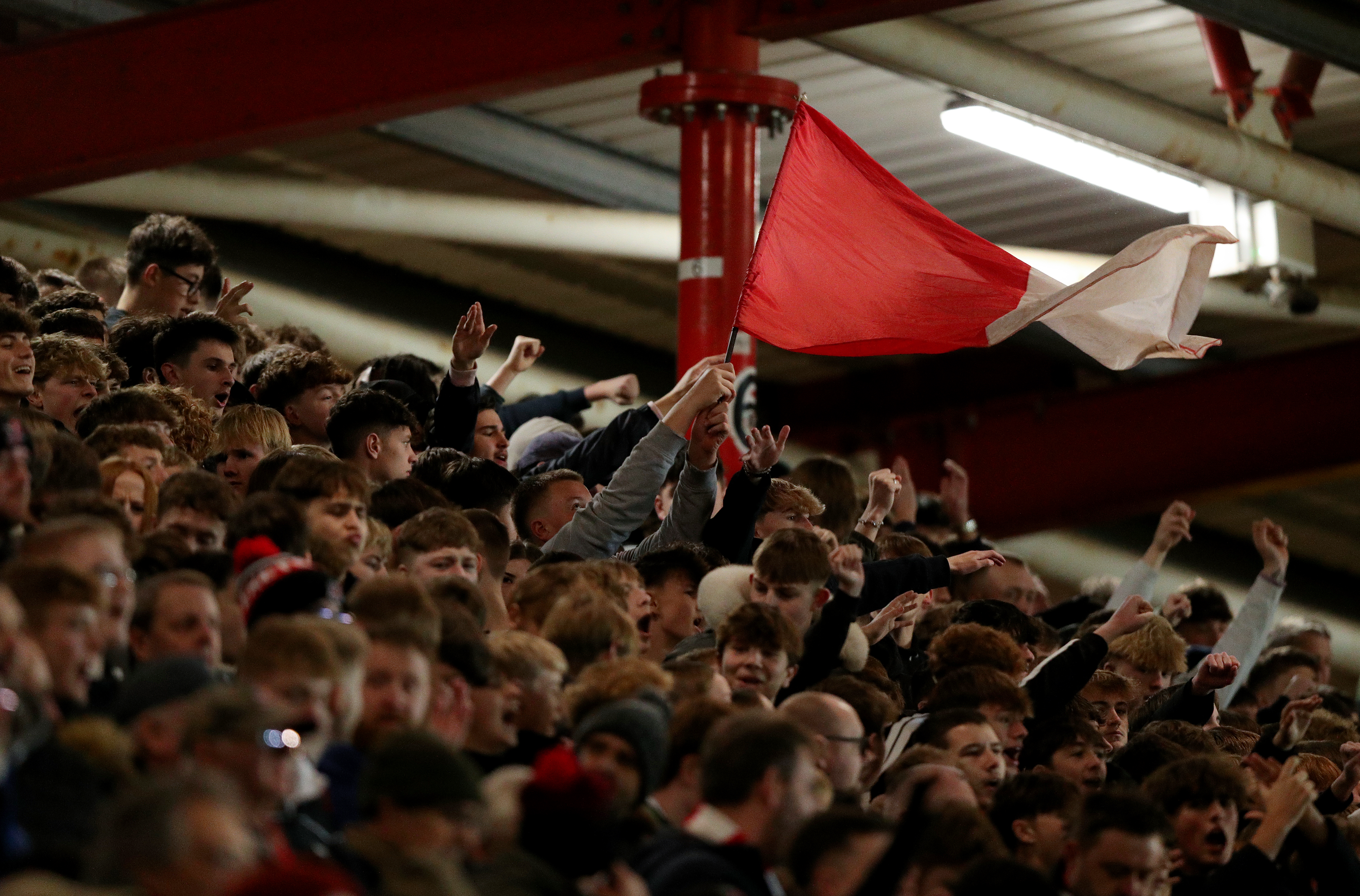 EXETER, ENGLAND - JANUARY 11: A general view as fans of Exeter City celebrate after the Emirates FA Cup Third Round match between Exeter City and Oxford United at St James Park on January 11, 2025 in Exeter, England. (Photo by Ryan Hiscott/Getty Images)