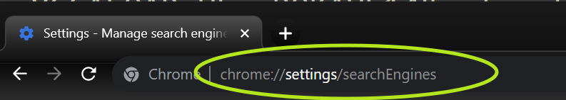 navigate to chrome://settings/searchEngines