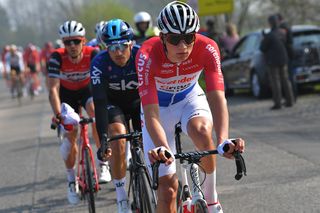 Mathieu van der Poel (Corendon-Circus) racing at the Tour of Flanders