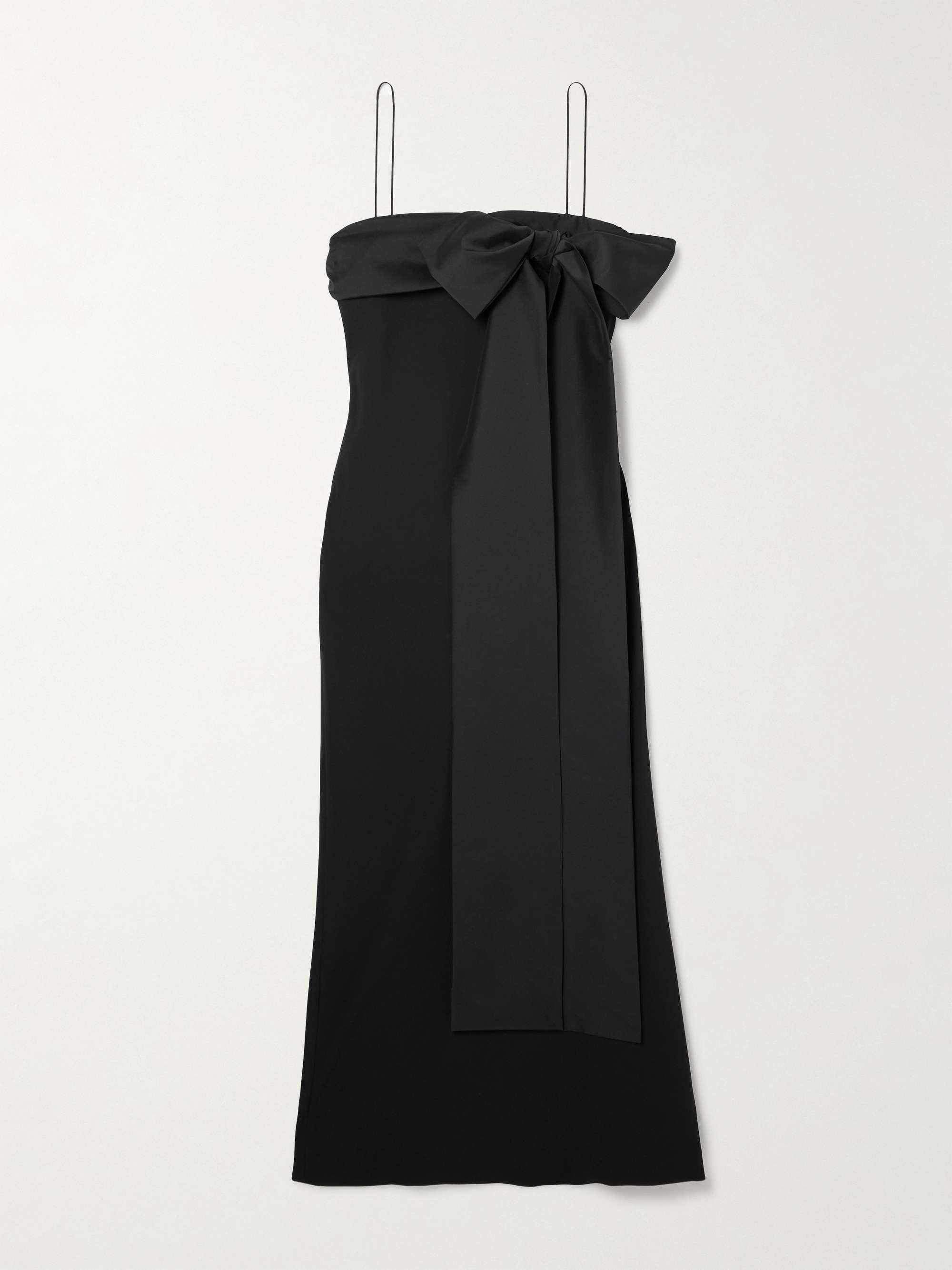 Bart Bow-Embellished Taffeta-Trimmed Crepe De Chine Gown