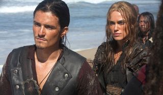 Orlando Bloom and Kiera Knightley as Will Turner and Elizabeth Swann in Pirates of the Caribbean
