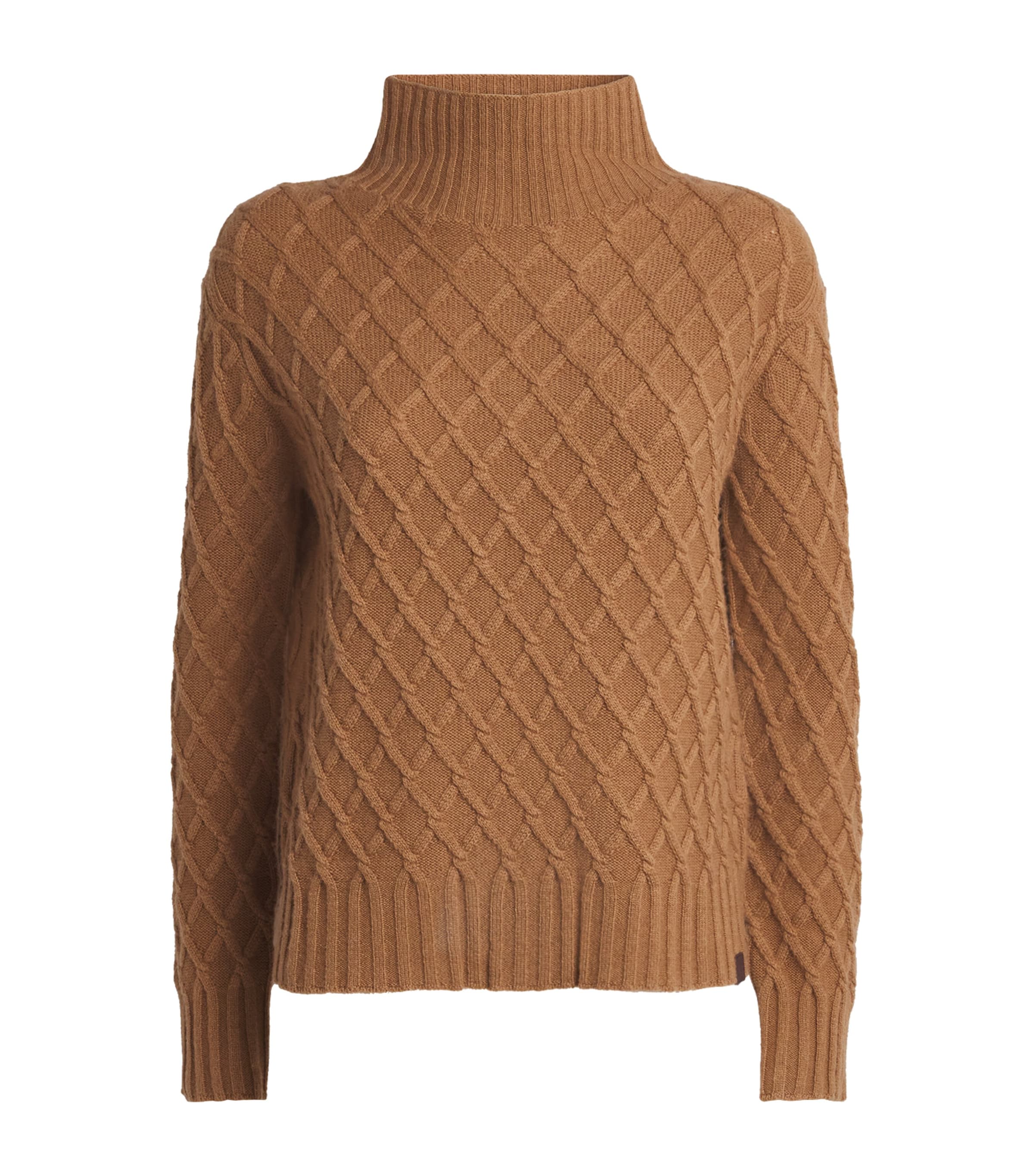 Max Mara Camel Hair Jacquard Rollneck Sweater