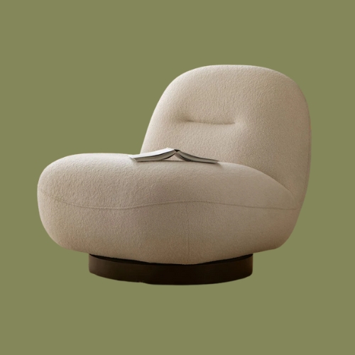 Next, Cosy Boucle Ivory Natural Otis Swivel Accent Chair