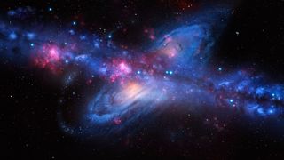 Milky Way Colliding with Andromeda - stock illustration