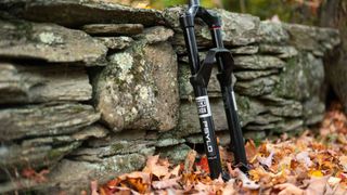 The new RockShox Psylo fork leaning on a wall