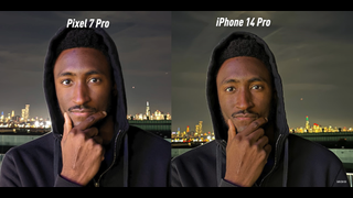 Image of Marques Brownlee's face as clicked on an iPhone 14 Pro and Pixel 7 Pro
