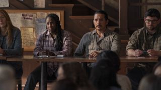 Tommy and Maria holding city council meeting in The Last of Us Season 2 Episode 3