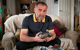 It all becomes too real for Kevin Webster as he cradles Jack’s football boots.