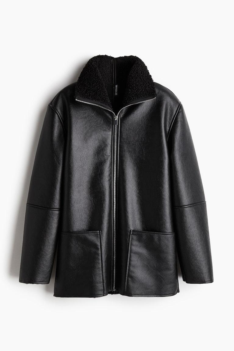 Teddy-Lined Coated Jacket