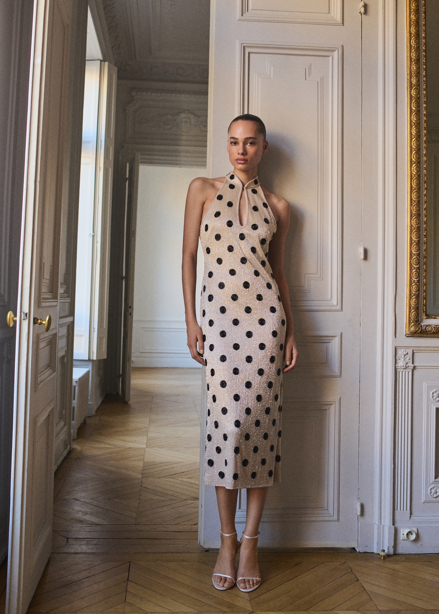 MANGO, Rhinestone Polka-Dot Halter Dress - Women | Mango United Kingdom