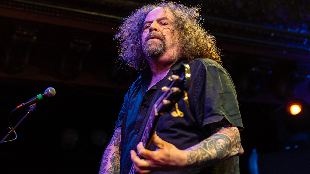 SAN FRANCISCO, CALIFORNIA - APRIL 07: Shane Embury of Napalm Death performs at Great American Music Hall on April 07, 2025 in San Francisco, California. (Photo by Miikka Skaffari/Getty Images)
