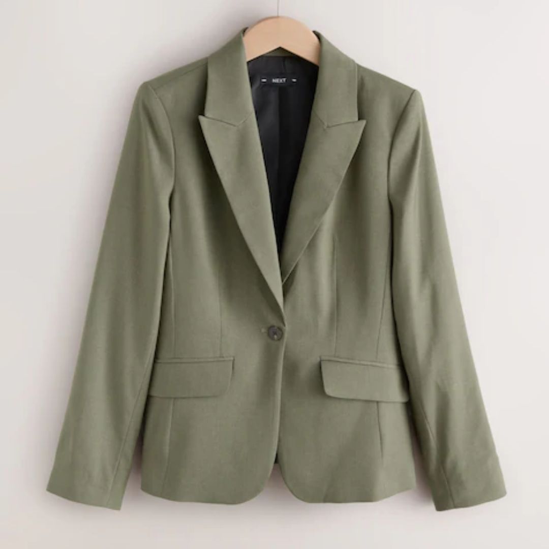 Next Khaki Single Breasted Suit Blazer