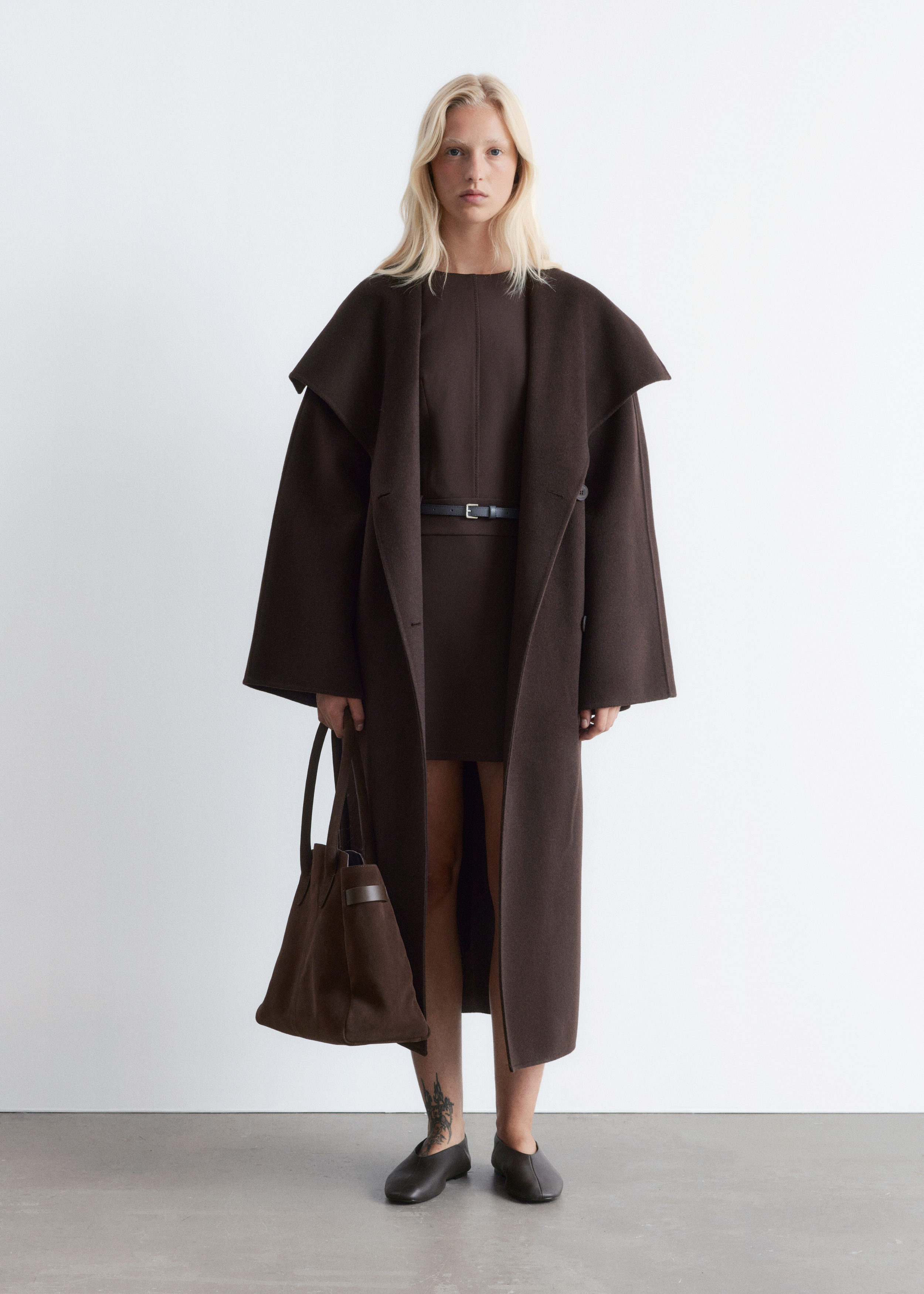 Shawl-Collar Wool Maxi Coat