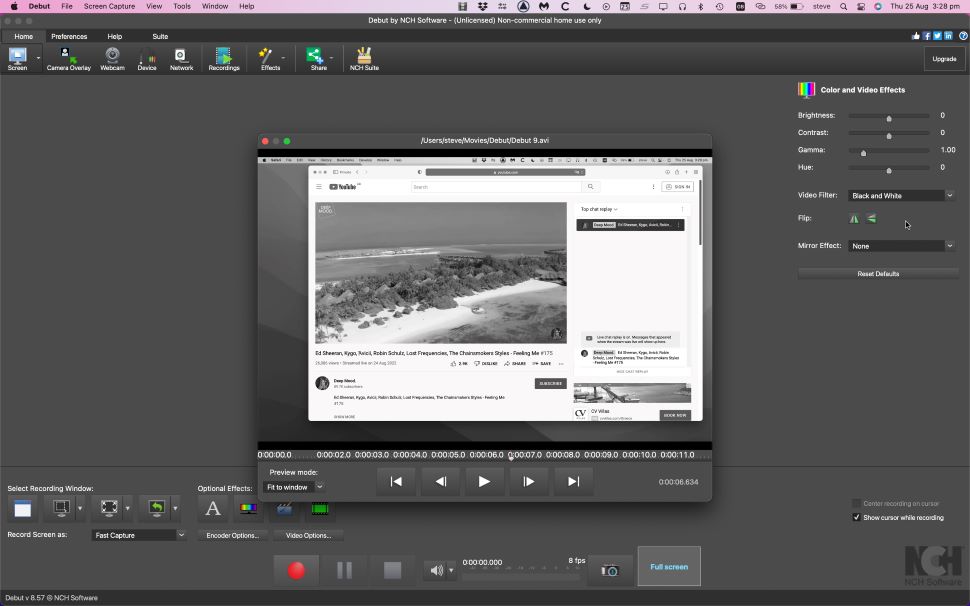 Screenshot of NCH Software Debut Video Capture Free Screen Recorder