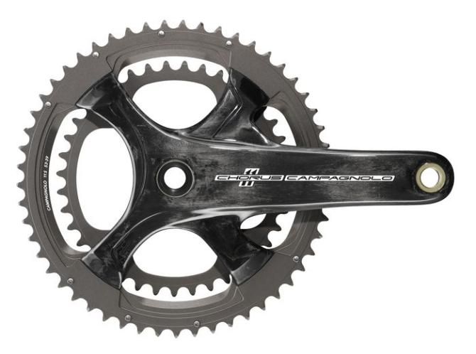 Campagnolo Chorus EPS features a new four-bolt spider design, compatible with compact and standard chainrings