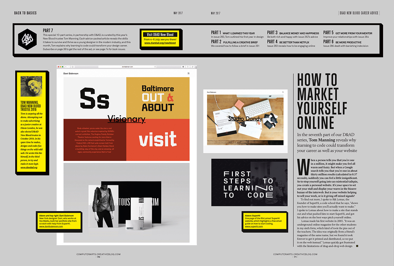 How to market yourself online: top advice from D&AD New Blood's Tom Manning