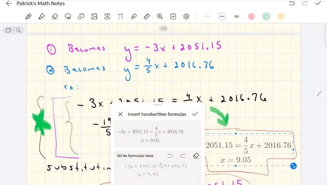 An example of Honor's "AI Formula Recognition" at work on the new MagicPad 2.