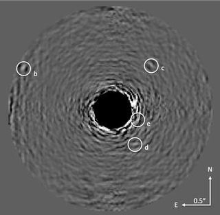 four exoplanets orbiting the HR 8799 star