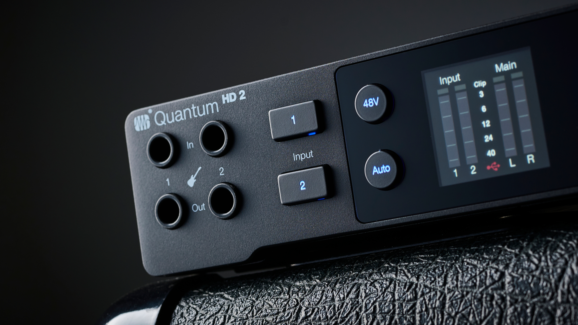 The inputs on a Presonus Quantum HD 2 audio interface