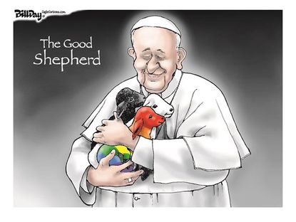 Editorial cartoon Pope shepherd gays