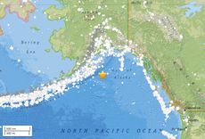 A major earthquake hit Alaska, about 163 miles (262 kilometers) southeast of Chiniak and 360 miles (578 km) south of Anchorage, on Jan. 23, 2018.