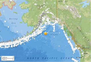 A major earthquake hit Alaska, about 163 miles (262 kilometers) southeast of Chiniak and 360 miles (578 km) south of Anchorage, on Jan. 23, 2018.