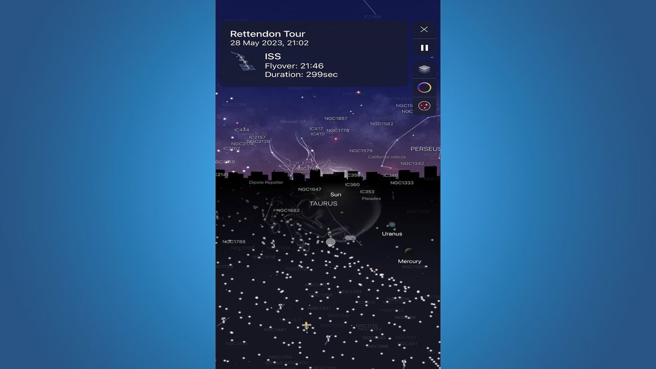 Night sky app screenshot
