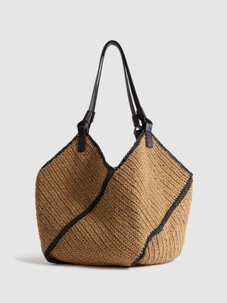 Farrah Woven Diagonal Seam Tote Bag