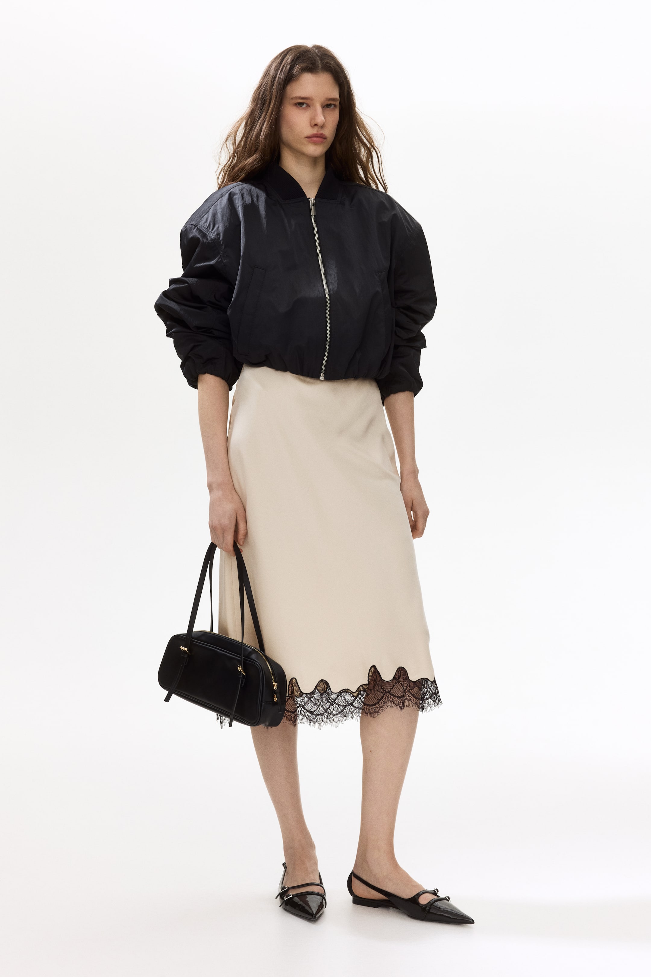 Lace-Trimmed Slip Skirt