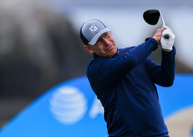 Anthony Noto holds his finish on a drive