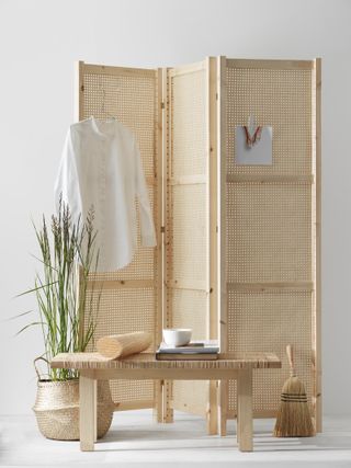 Ikea room divider ideas Ivar side panels and rattan cane webbing