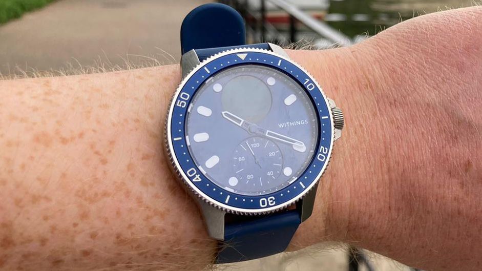 Withings ScanWatch Horizon being tested on person's wrist
