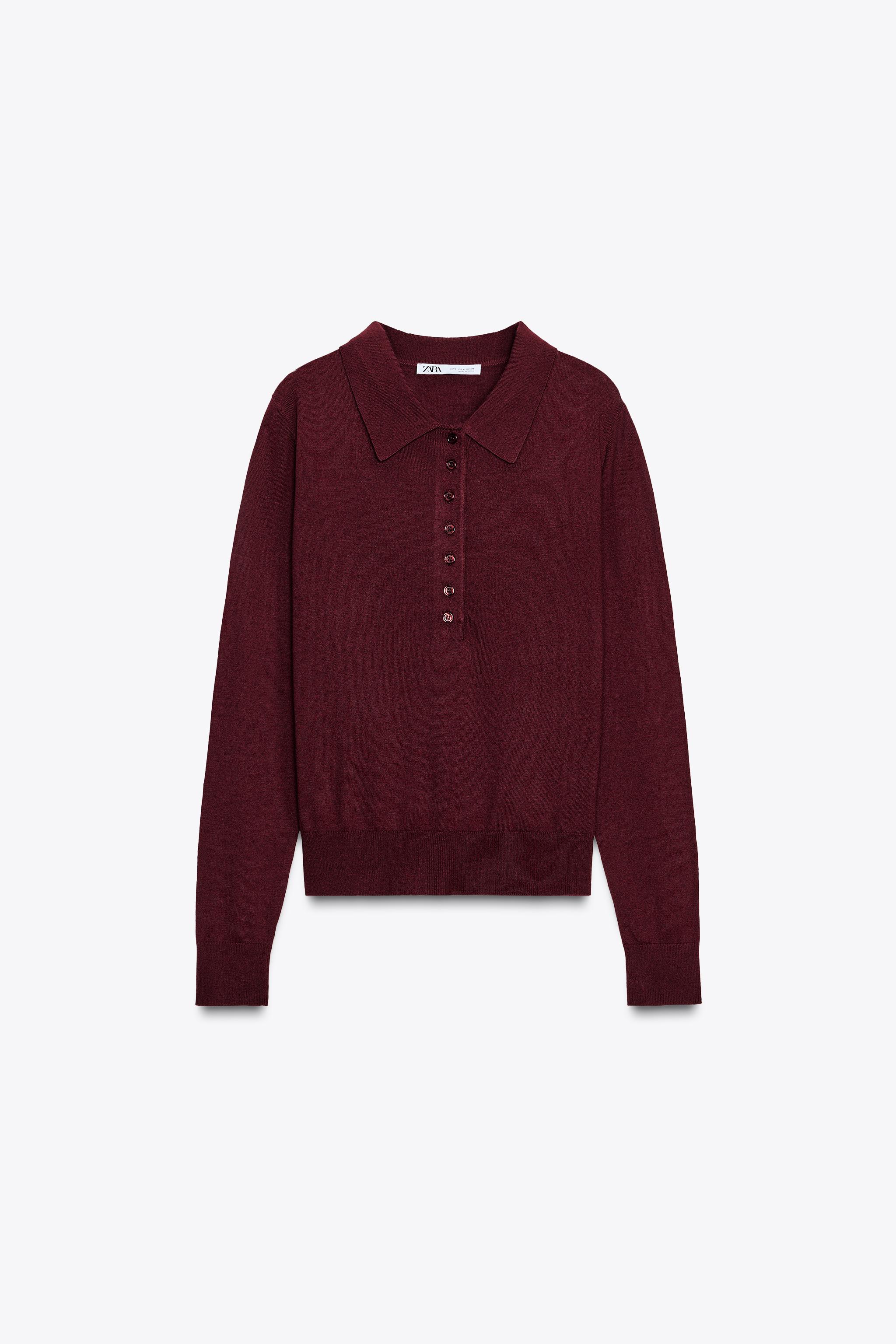 Plain Knit Polo Sweater