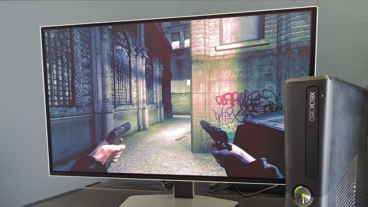 The Dakrness running on Xbox 360 using Samsung Odyssey G6 and mClassic switched off
