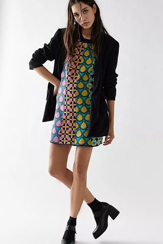 colorful patterned mini dress