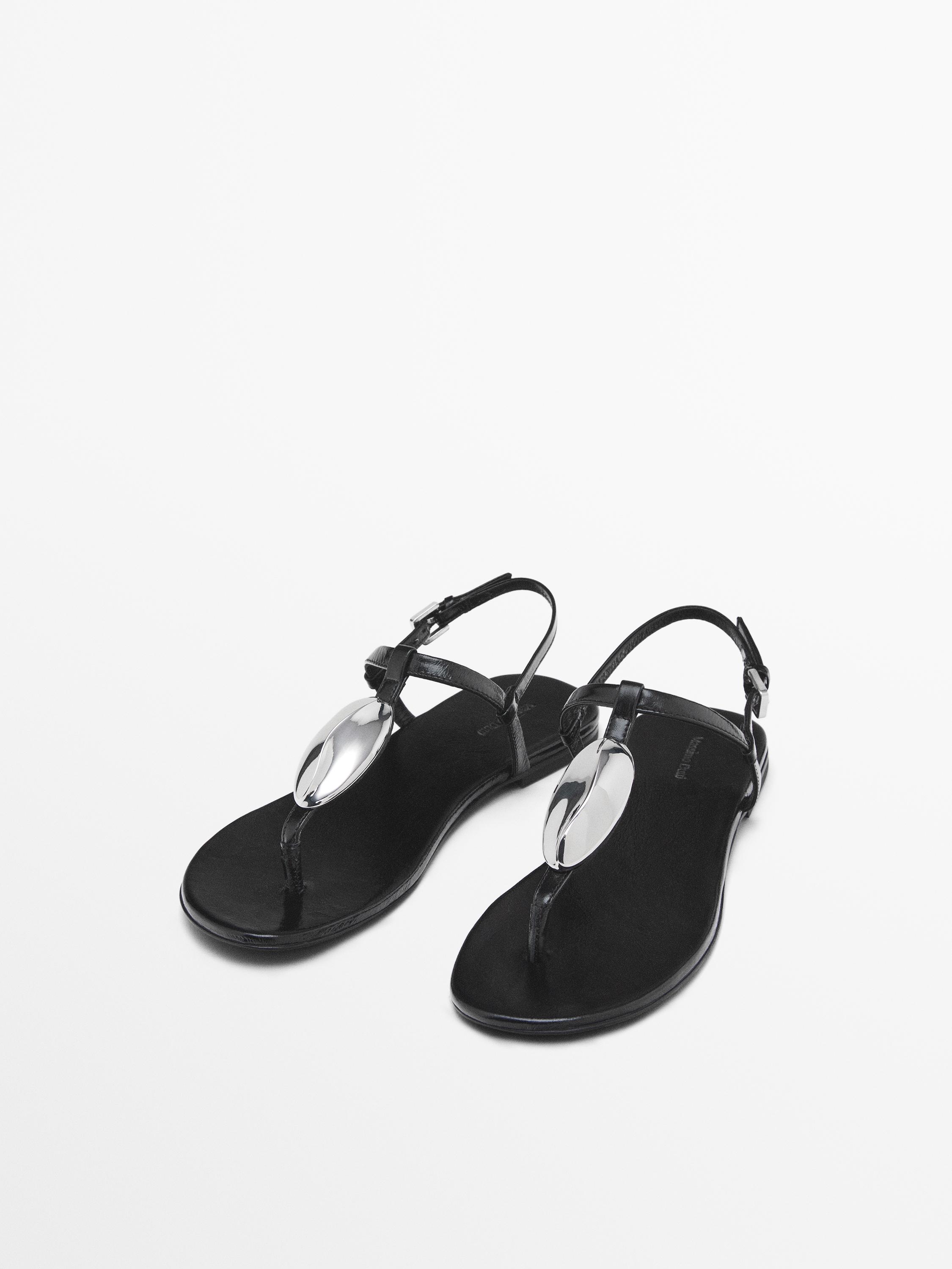 Massimo Dutti, Rhinestone Leather Sandals