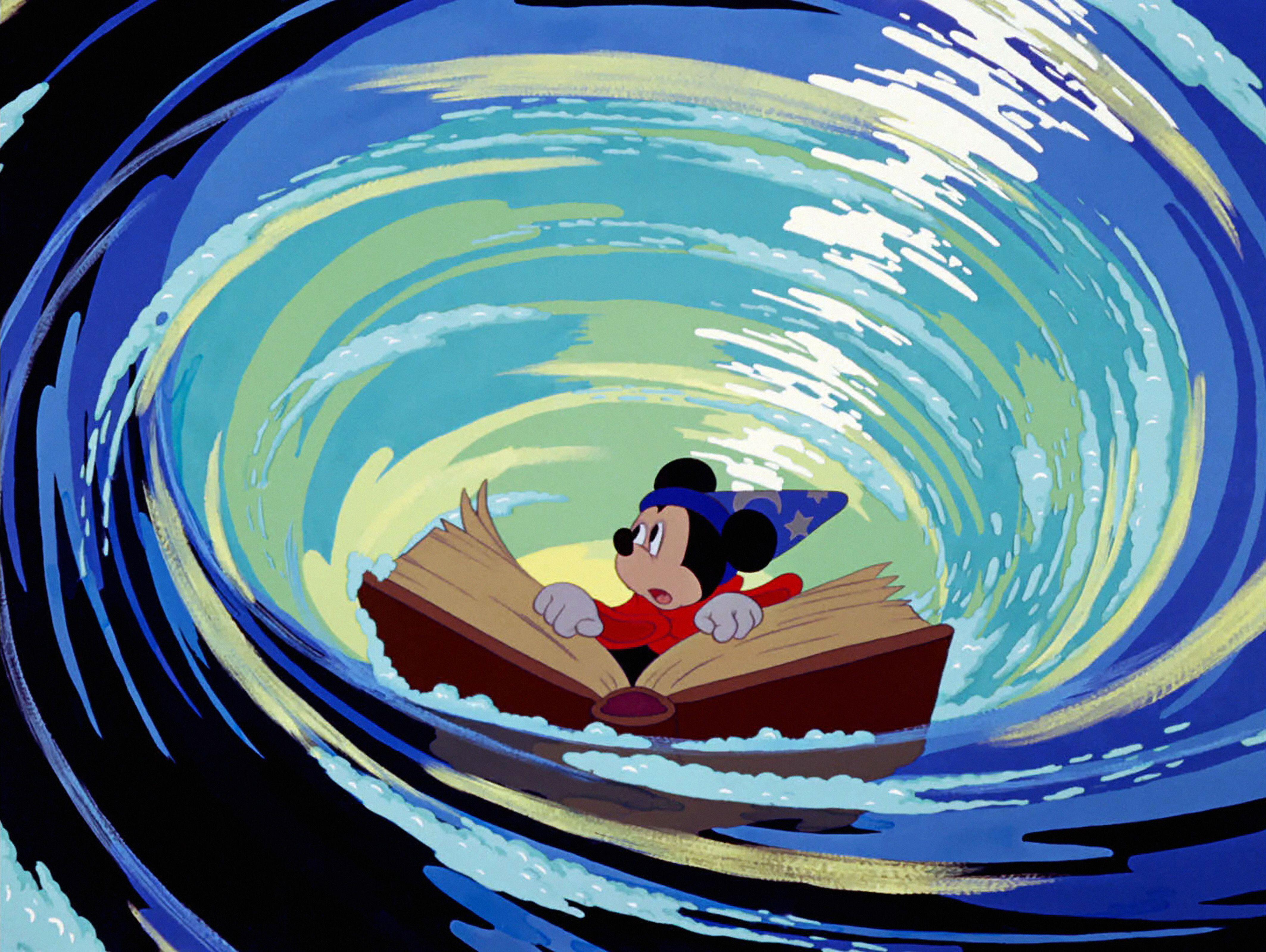 Mikey Mouse in a watery conundrum in 'Fantasia'