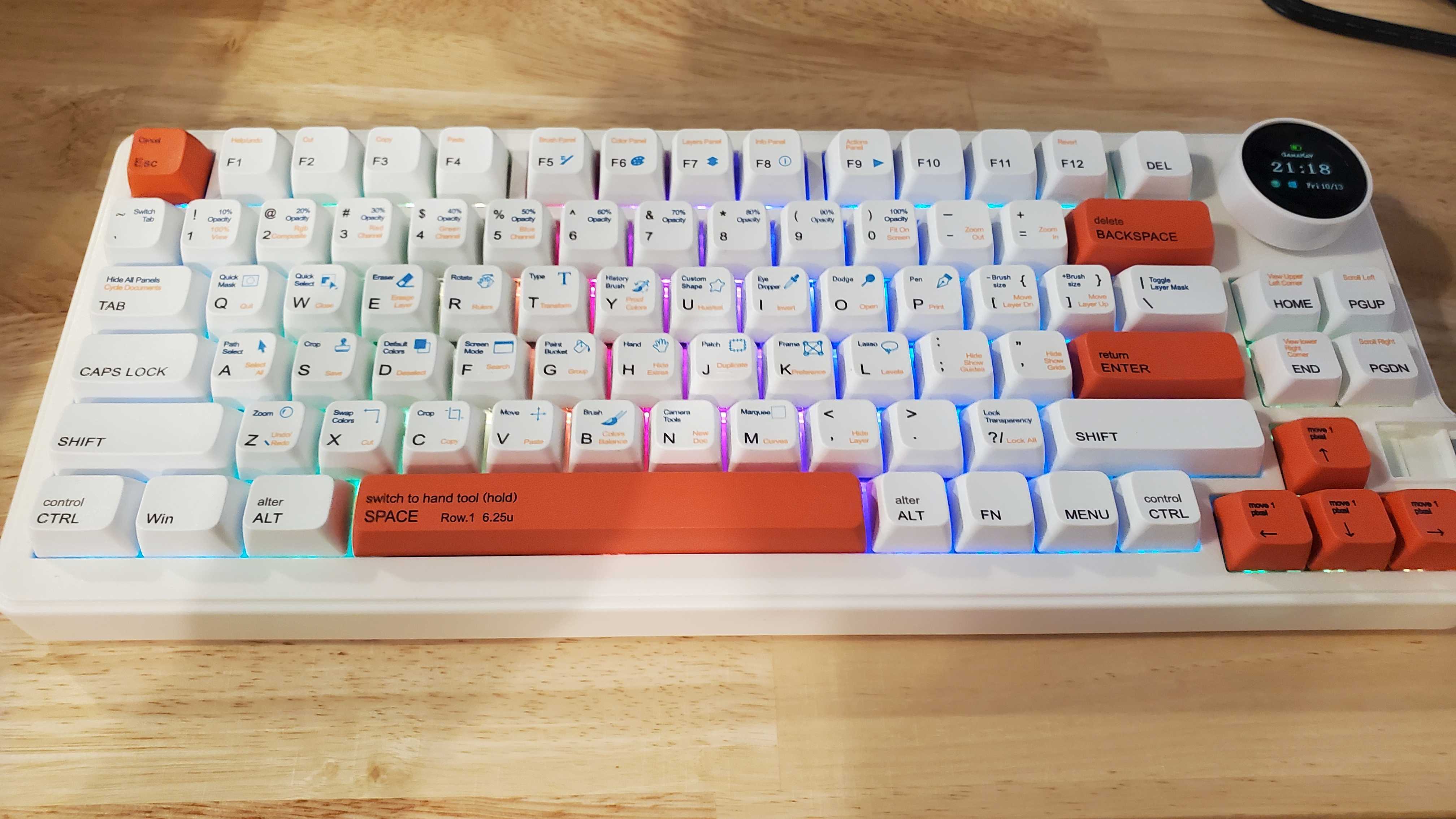 white and orange mechanical keyboard
